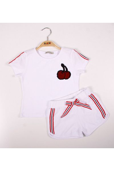 Toontoy Girl - Embroidered Cherry Shorts Set
