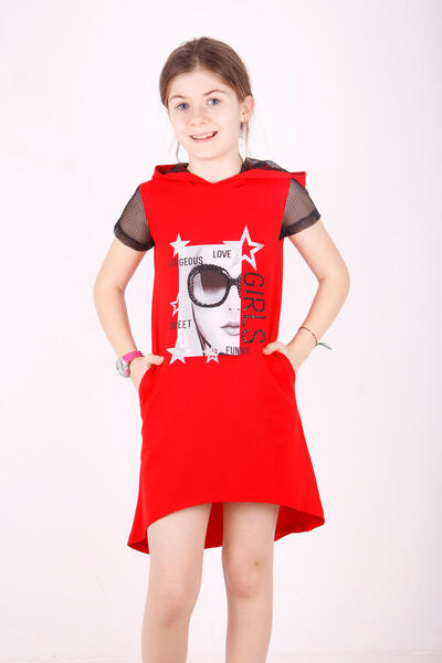 Toontoy Hooded and Pocketed Girl's Dress