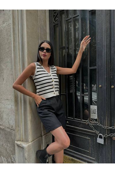 RM Collect GOLD BUTTONED STRIPED VEST