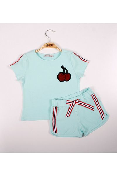 Toontoy Girl - Embroidered Cherry Shorts Set