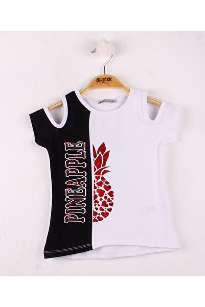 Toontoy Tricou cu broderie ananas pentru fetiță