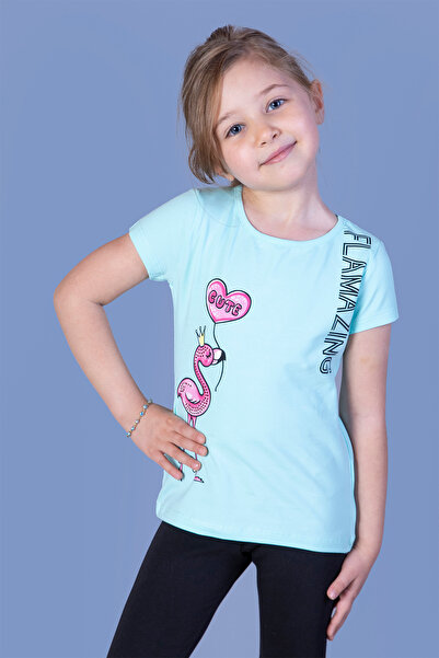 Toontoy تي شيرت بناتي بطبعة فلامنغو ومطرز بالأحجار