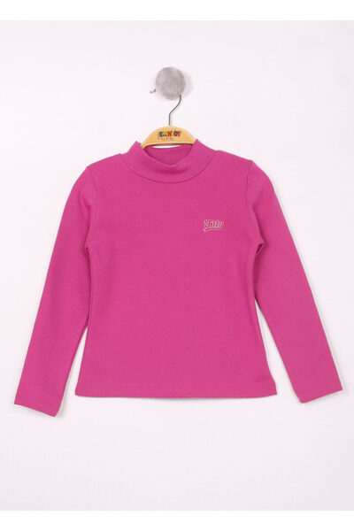 Toontoy سويت شيرت بناتي ذو قصة عادية ياقة مرتفعة متوسطة الطول مطرز مطبوع - ري...