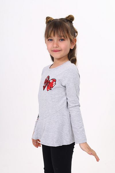 Toontoy Girl's Breast Sequin Bow Embroidered T-Shirt