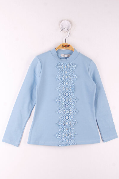 Toontoy Tricou pentru școală pentru fete, cu dantelă în față