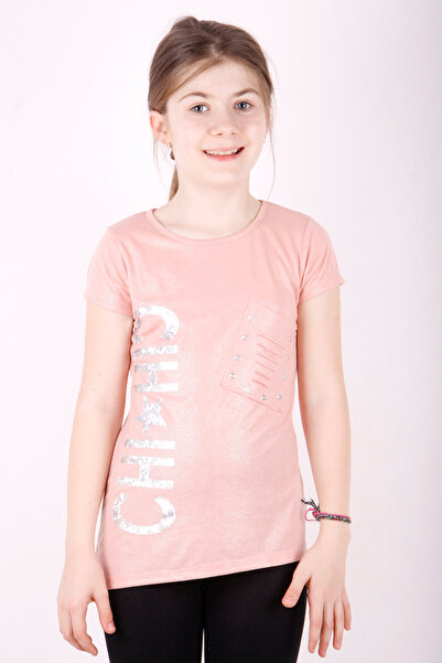 Toontoy Μπλουζάκι για κορίτσια Yıldız με τύπωμα - Λεπτομέρεια κομμένη τσέπη