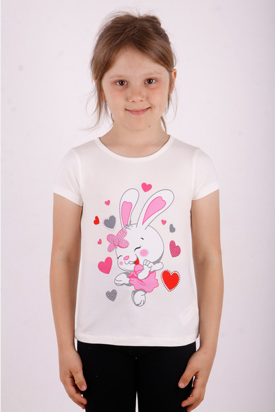 Toontoy Heart Rabbit Printed Girl's T-Shirt