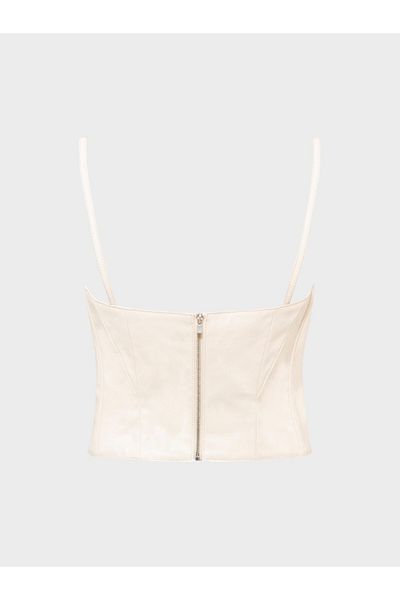 RİVUS Ecru Colored Vegan Leather Bustier