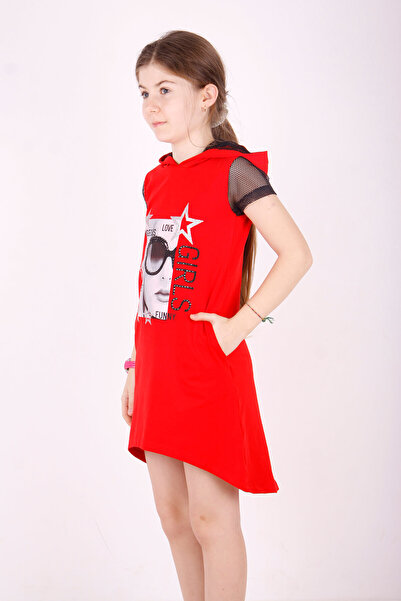 Toontoy Hooded and Pocketed Girl's Dress