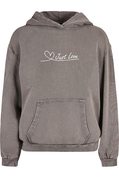 Merchcode Ladies Just Love Acid Washed Oversized Hoody