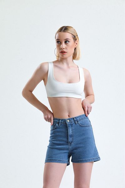 AsiaLife Pantaloni scurți din denim albastru