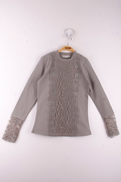 Toontoy Tricou școlar din dantelă pentru fete - Design cu mâneci și față