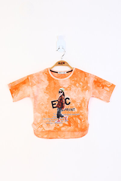 Toontoy Μπλουζάκι για κορίτσια με σχέδιο μπατίκ - Χαμηλό μανίκι και εμπριμέ