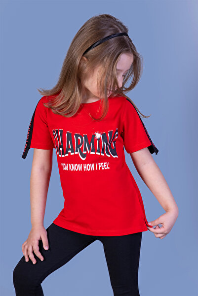 Toontoy Fată - detaliu cu dungi cu imprimeu Tricou