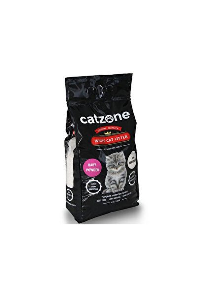 catzone رمل قطط أبيض معطر ببودرة الأطفال - 10 كجم