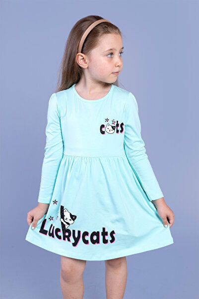 Toontoy Girl's Luckycats Printed Dress