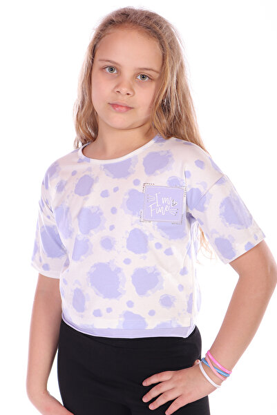 Toontoy Tricou pentru fetiță - Im Fine, cu detaliu de broderie, în stil batik