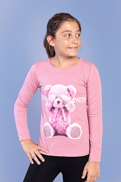 Toontoy Tricou Ursuleț B cu imprimeu pentru fete