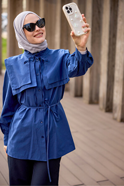 LOCCO Navy Blue Double Collar Women's Shirt