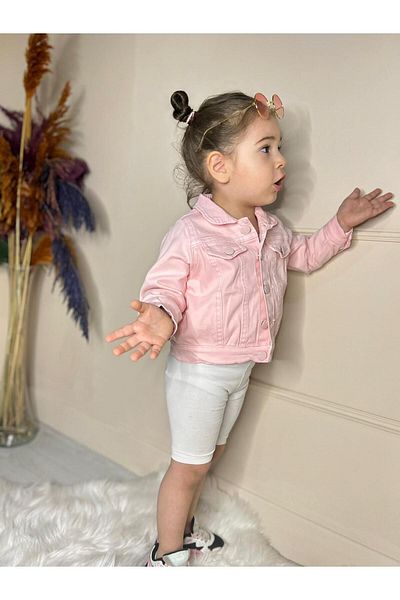 Ysferbutik Pink Girl's Denim Jacket
