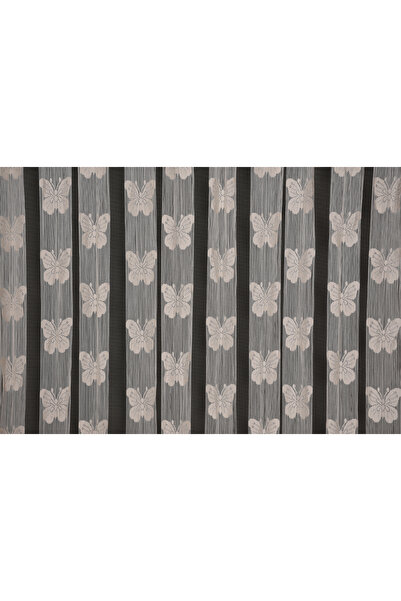 AKÇA TEKSTİL Butterfly Model Cream Color Rope Curtain Ready Buttons Stitched Rope Curtain 100*280cm