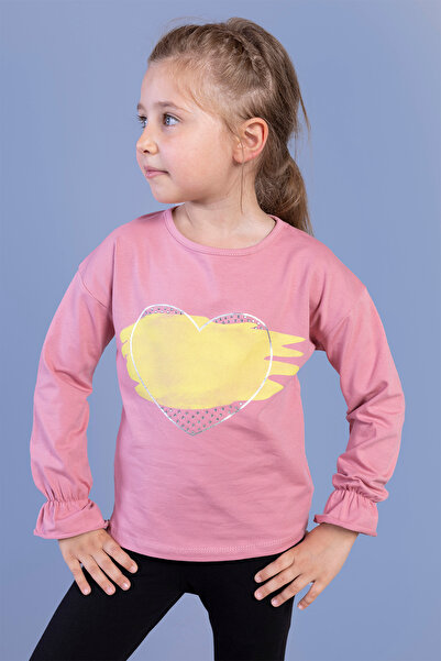 Toontoy Κοριτσίστικο μπλουζάκι με ελαστικό άκρο μανίκι με πέτρα B με τύπωμα