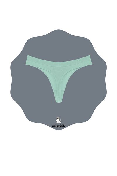 MİSTİRİK Paulo Model - Ribbed and Flexible Soft Fabric, Pastel Water Green String Panties