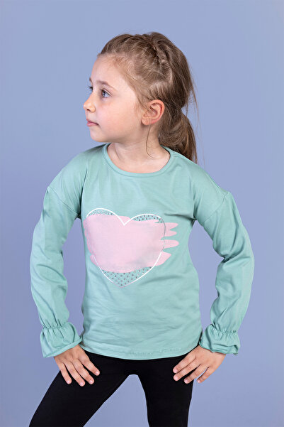 Toontoy Κοριτσίστικο μπλουζάκι με ελαστικό άκρο μανίκι με πέτρα B με τύπωμα