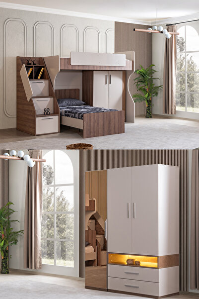 Setay Ranza, Milano Genç Odası Takımı Çift Kişilik Dolaplı Modern Ranza + Üç Kapaklı Modern Dolap