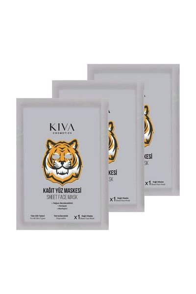 Kiva Patterned Tiger Collagen Face Mask - Young and Bright Skin (3 Pieces)