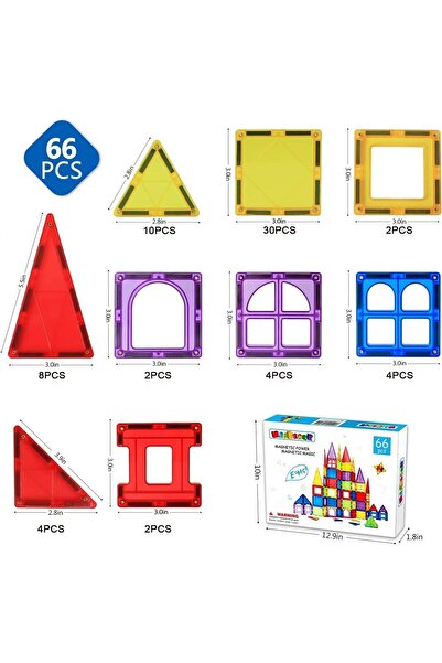 fulina 60 قطعة من المكعبات المغناطيسية، مكعبات بناء من البلاط المغناطيسي لألعاب الأطفال