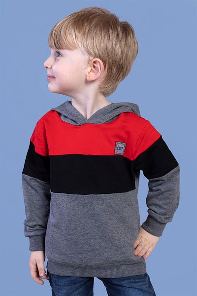 Toontoy Boy's Hooded Garni Detailed Sweatshirt