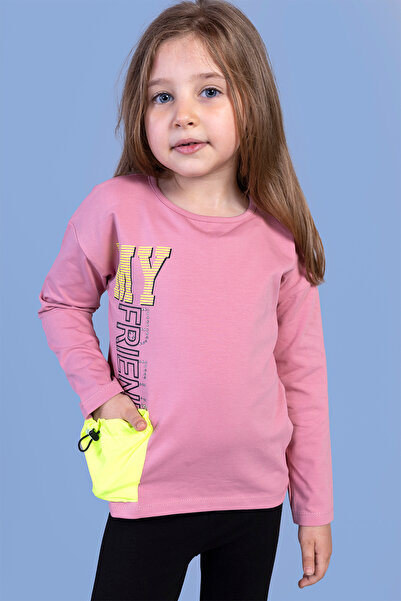 Toontoy Κοριτσίστικο μπλουζάκι με τύπωμα με λεπτομέρεια τσέπης