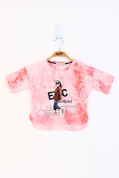 Toontoy Tricou cu imprimeu cu mânecă căzută și cu imprimeu batik pentru fete