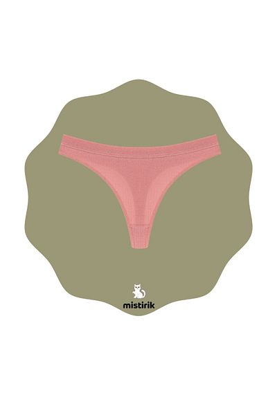 MİSTİRİK Paulo Model - Pastel Pink String Panties with Ribbed and Flexible Soft Fabric