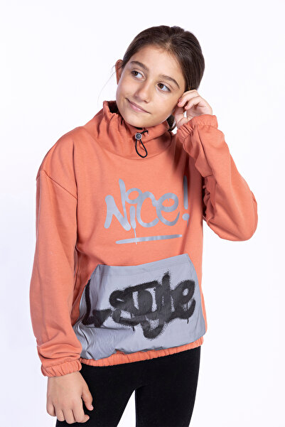 Toontoy Devojka - Kengur džep Dukserica sa opuštenim ovratnikom i reflektorima