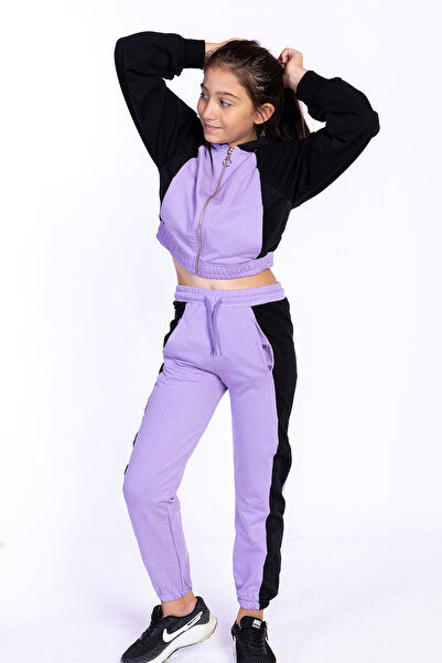 Toontoy Color Block Girl's Tracksuit Set