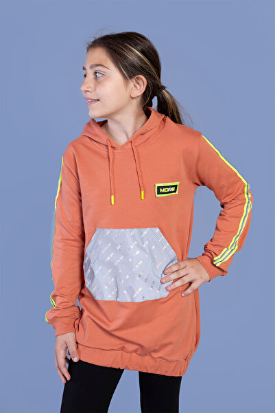 Toontoy Fată - Hanorac cu buzunar cangur cu detaliu reflectorizant tricou