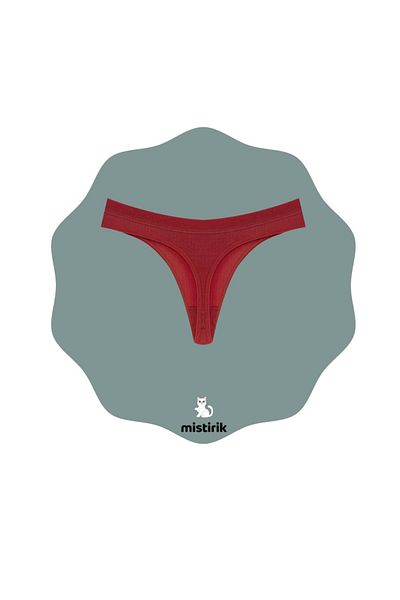 MİSTİRİK Paulo Model Burgundy String Panties - Ribbed and Flexible Soft Fabric
