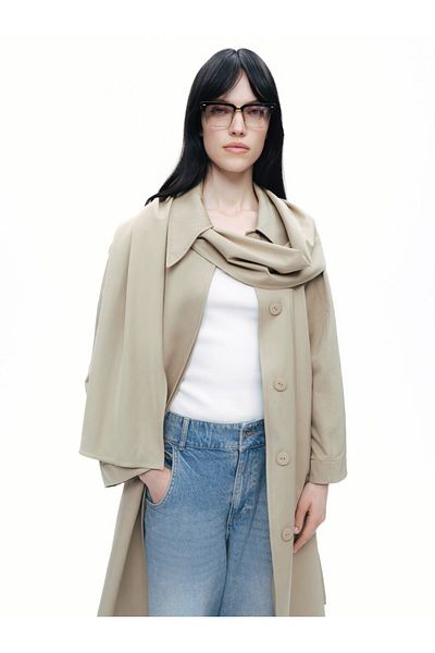 Nocturne Trench Coat with Shawl Design