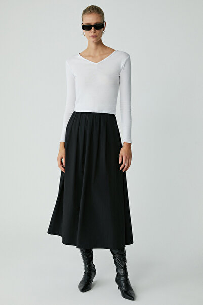 ETHIQUET Modest Bleine Women's Relaxed Elastic Waist Black Skirt