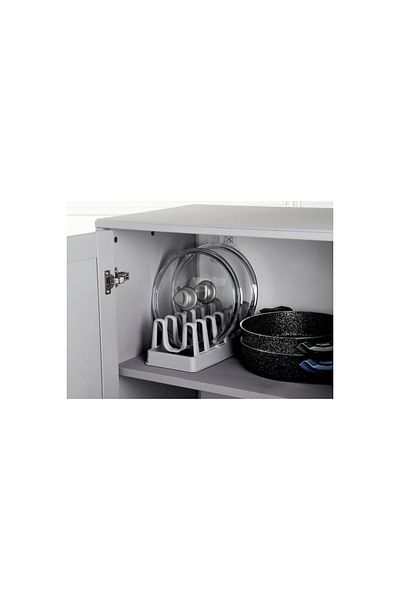 MR RZN STORE Pot Lid Organizer - 6 Compartment Pot Lid Rack