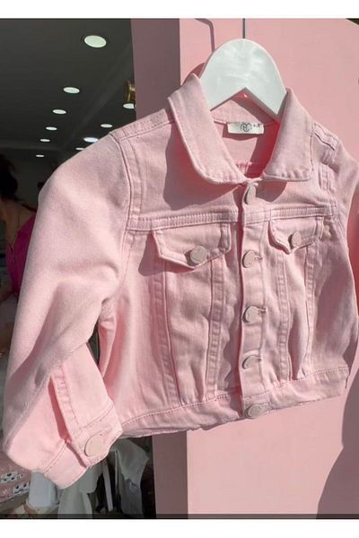 Ysferbutik Pink Girl's Denim Jacket