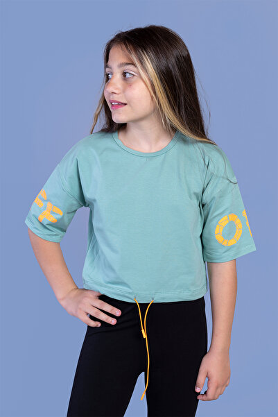 Toontoy Tricou crop pentru fetiță din cu imprimeu