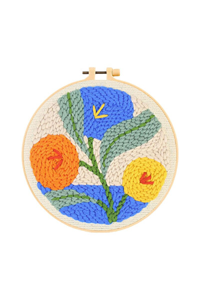 ElkaHobi Kasnaklı Goblen Punch (Panç) İşleme Seti 20 cm Çiçekler Deseni