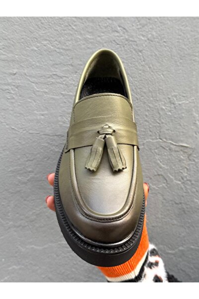 Neco HAKİKİ DERİ YÜKSEK TABAN KADIN LOAFER AYAKKABI