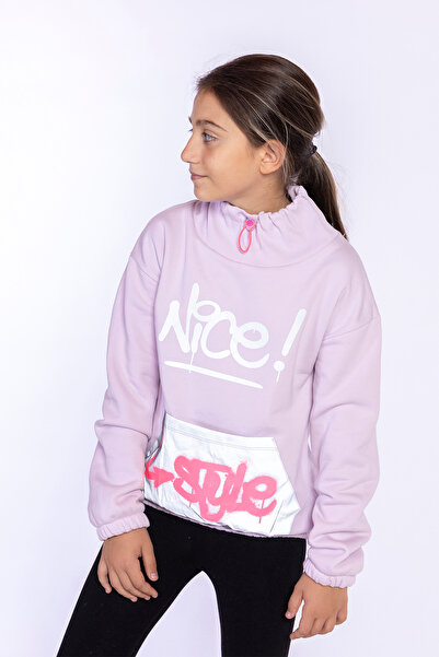 Toontoy Детска суитшърт за момичета - широк яка и кенгуру джоб с рефлектор