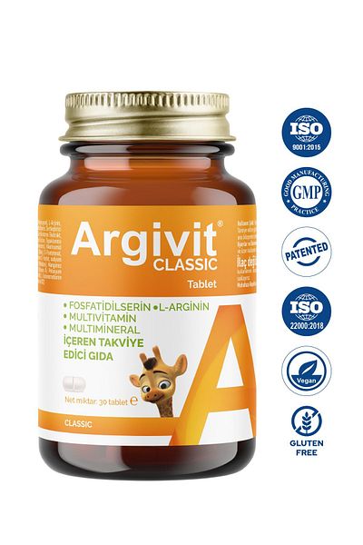 Argivit كلاسيك إل-أرجينين، فيتامينات متعددة، أقراص معدنية متعددة 30 قطعة