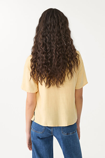 Stradivarius Short sleeve linen blend shirt