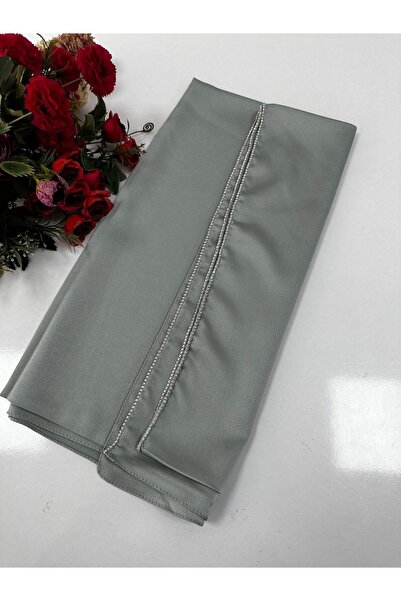 LadyCoco Шовковий шарф з каменями кольору морської хвилі - JJ0215